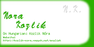 nora kozlik business card